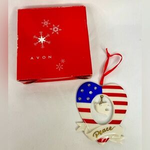 Avon Stars and Stripes Ornament 2004 BOX Peace Dove Porcelain Patriotic